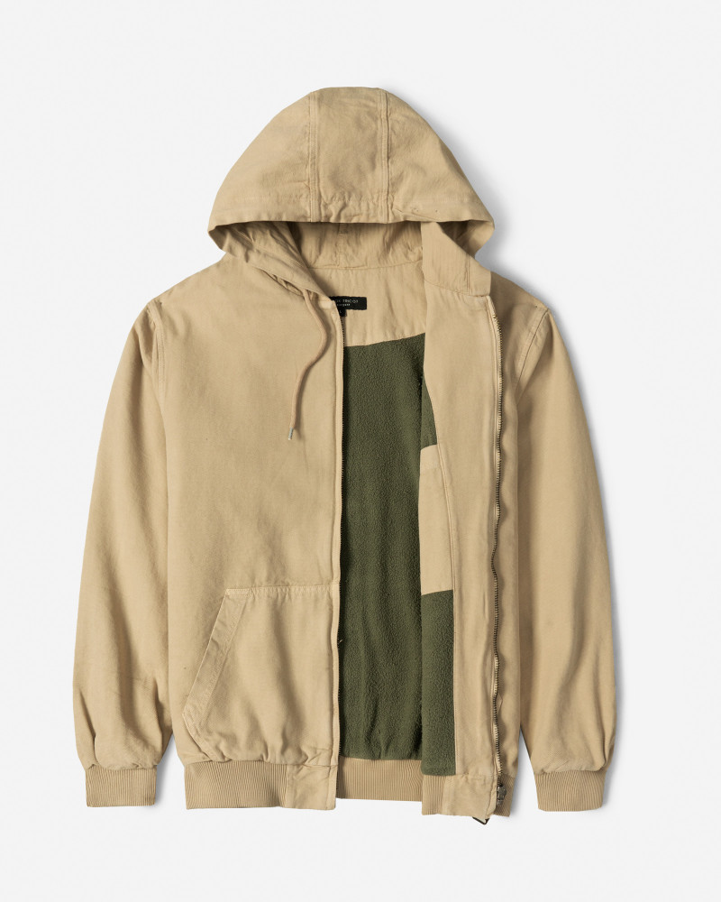 کاپشن مردانه کلاه دار کرم 24216368