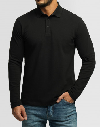 خرید و قیمت پولوشرت آستین بلند مردانه مشکی 24386112