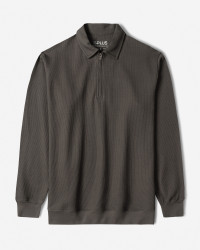 خرید و قیمت پولوشرت آستین بلند نیم زیپ مردانه خاکستری 24386111