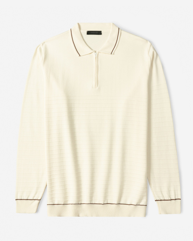 خرید و قیمت پولوشرت آستین بلند نیم زیپ مردانه کرم 24286110