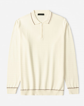 خرید و قیمت پولوشرت آستین بلند نیم زیپ مردانه کرم 24286110