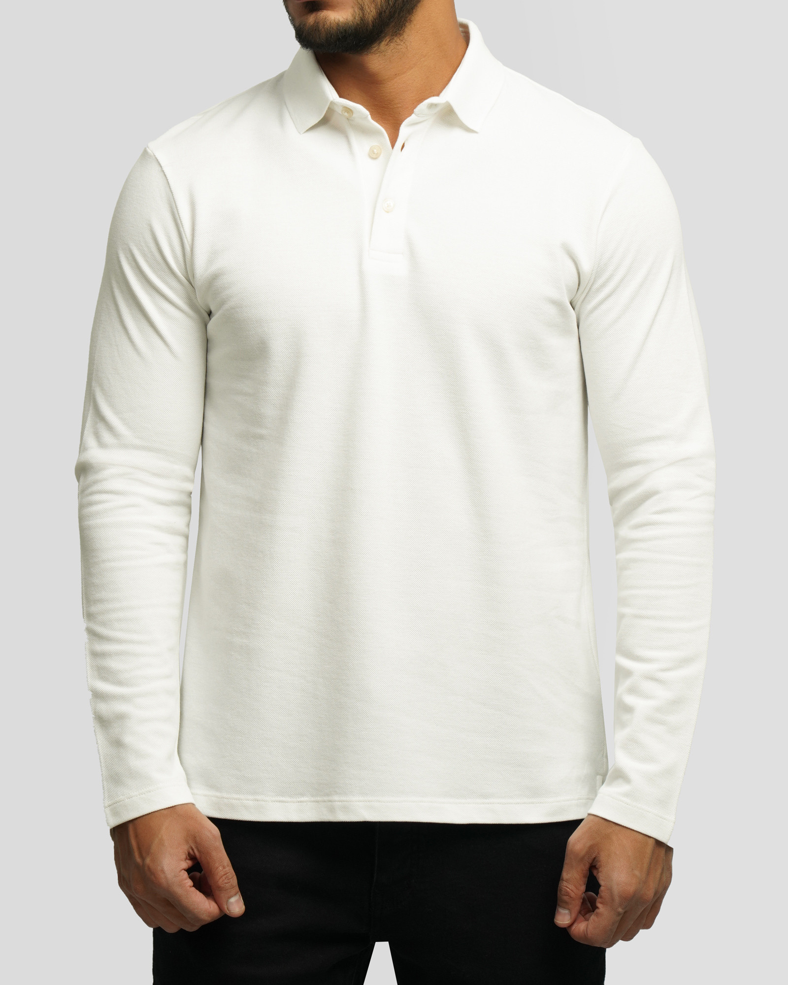 خرید و قیمت پولوشرت آستین بلند مردانه سفید 24386112