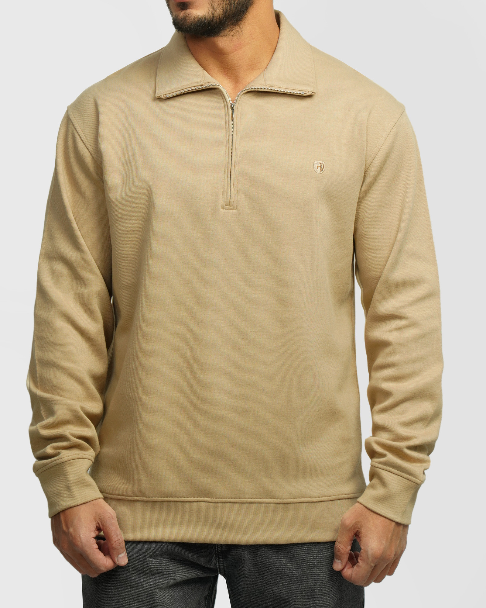 پلیور سلانیک نیم زیپ مردانه کرم 24341128