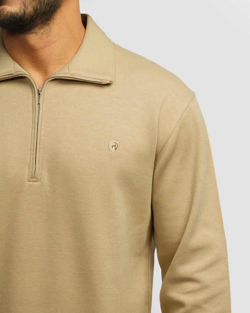 پلیور سلانیک نیم زیپ مردانه کرم 24341128