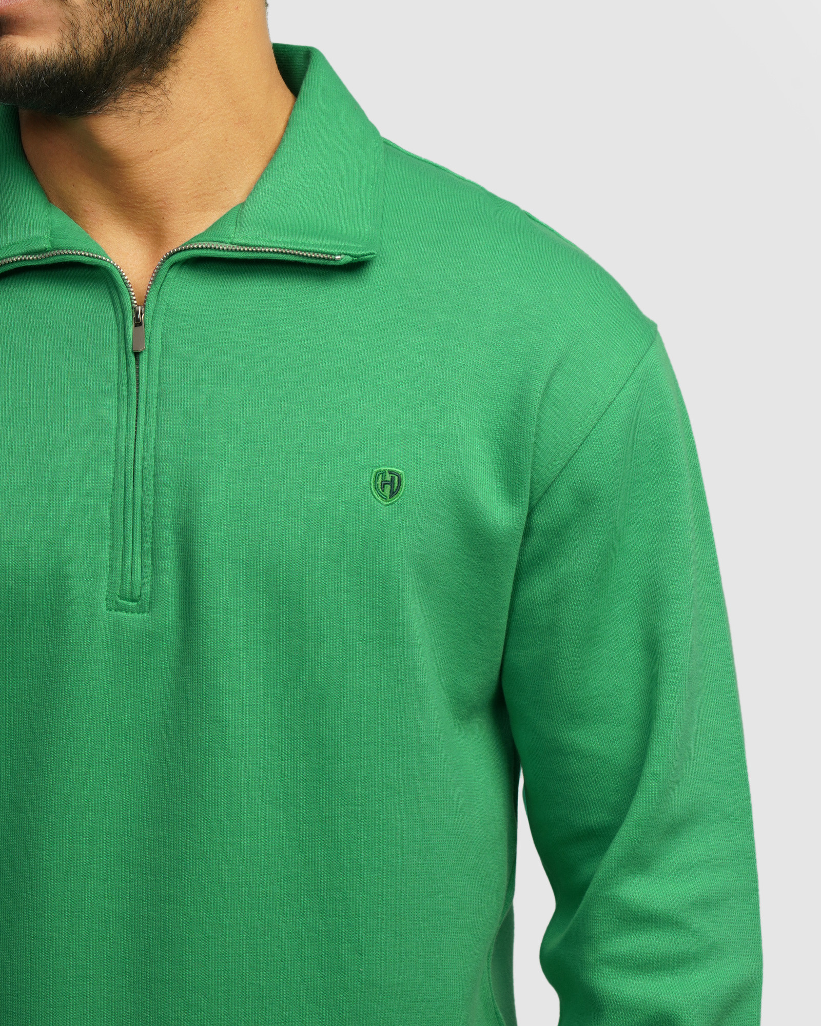 پلیور سلانیک نیم زیپ مردانه سبز روشن 24341128