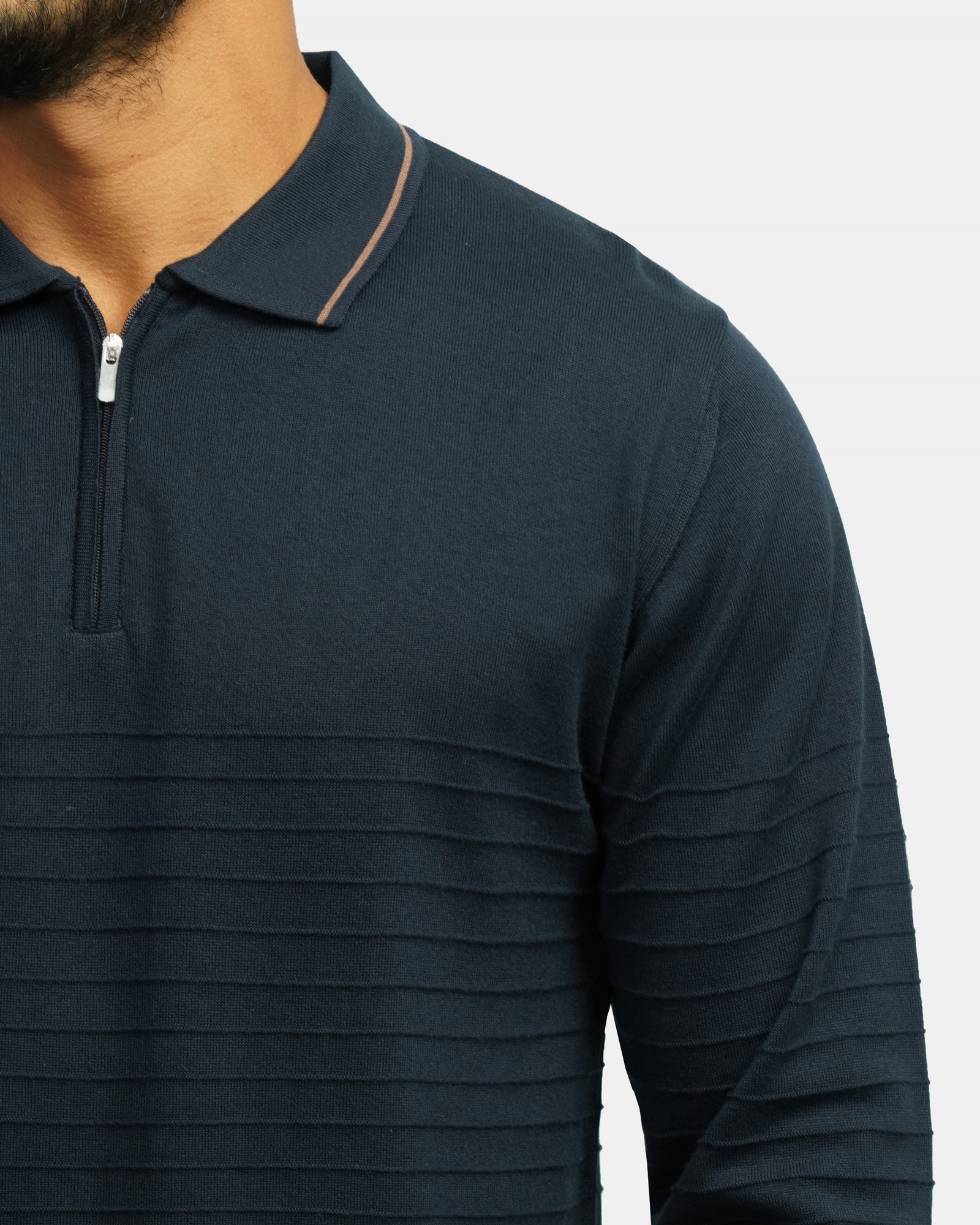 خرید و قیمت پولوشرت آستین بلند نیم زیپ مردانه سرمه ای 24286110