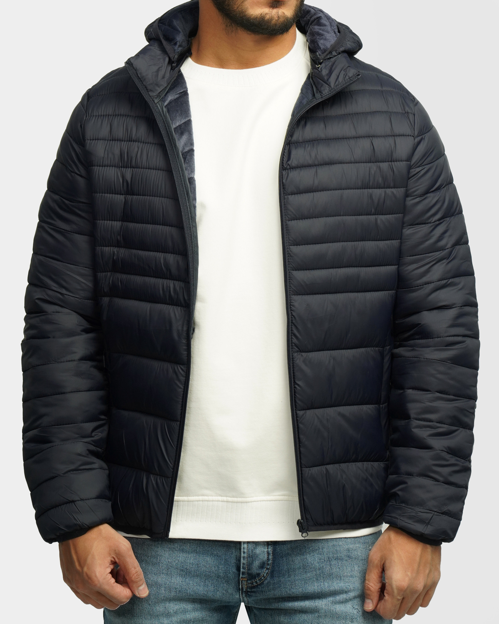 خرید و قیمت کاپشن مردانه کلاه دار سرمه ای 24316383