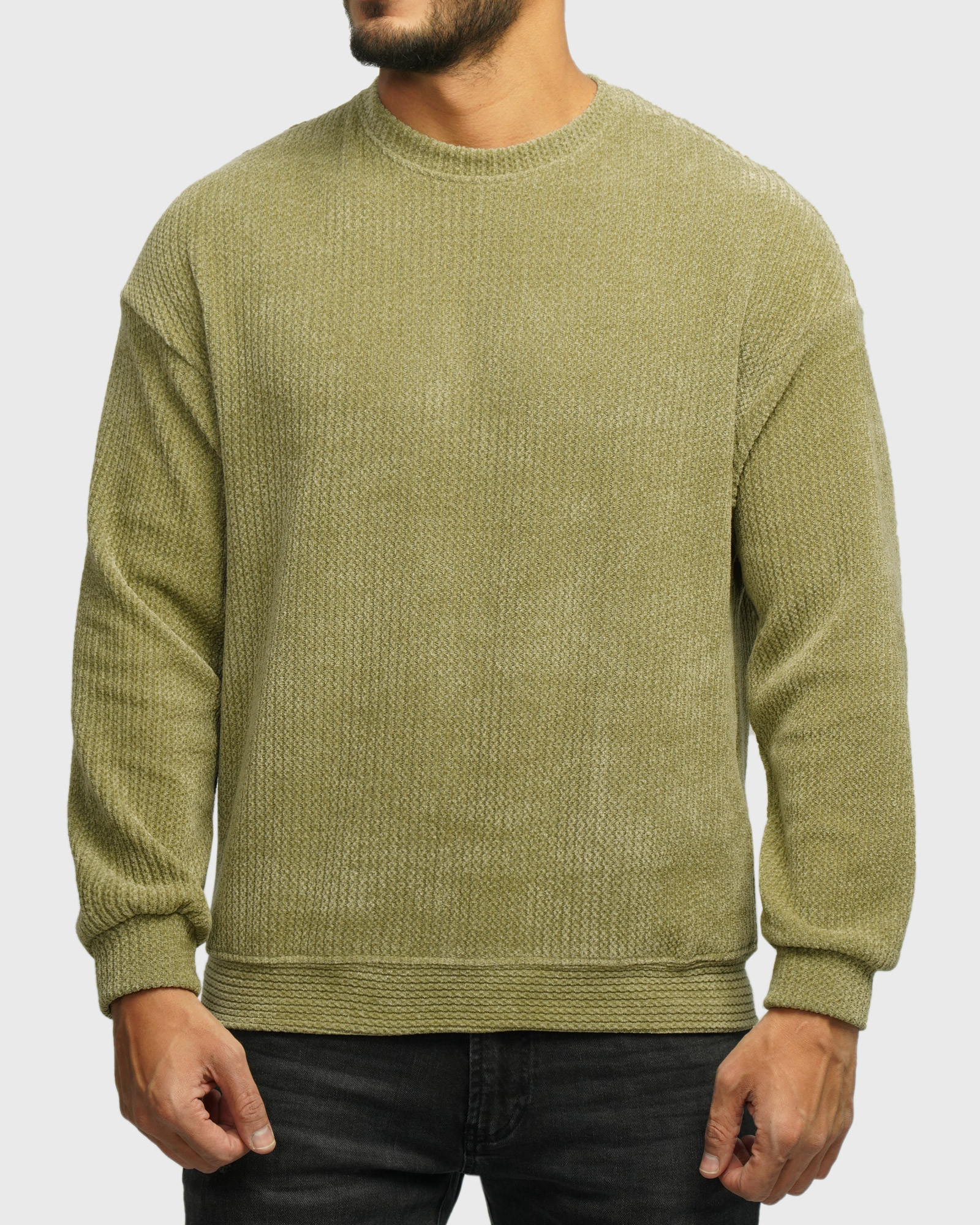 خرید و قیمت پلیور بافت یقه گرد طرح دار مردانه سبز 24358130