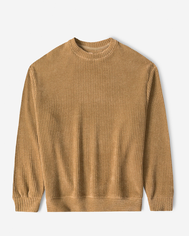 خرید و قیمت پلیور بافت یقه گرد طرح دار مردانه قهوه ای 24358130