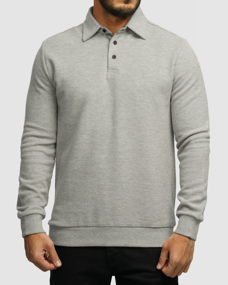 خرید و قیمت پولوشرت آستین بلند سلانیک مردانه طوسی 24386113