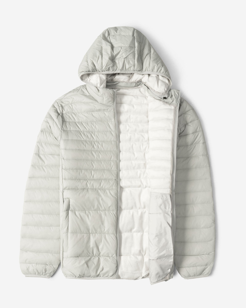 کاپشن مردانه کلاه دار طوسی روشن 24316383