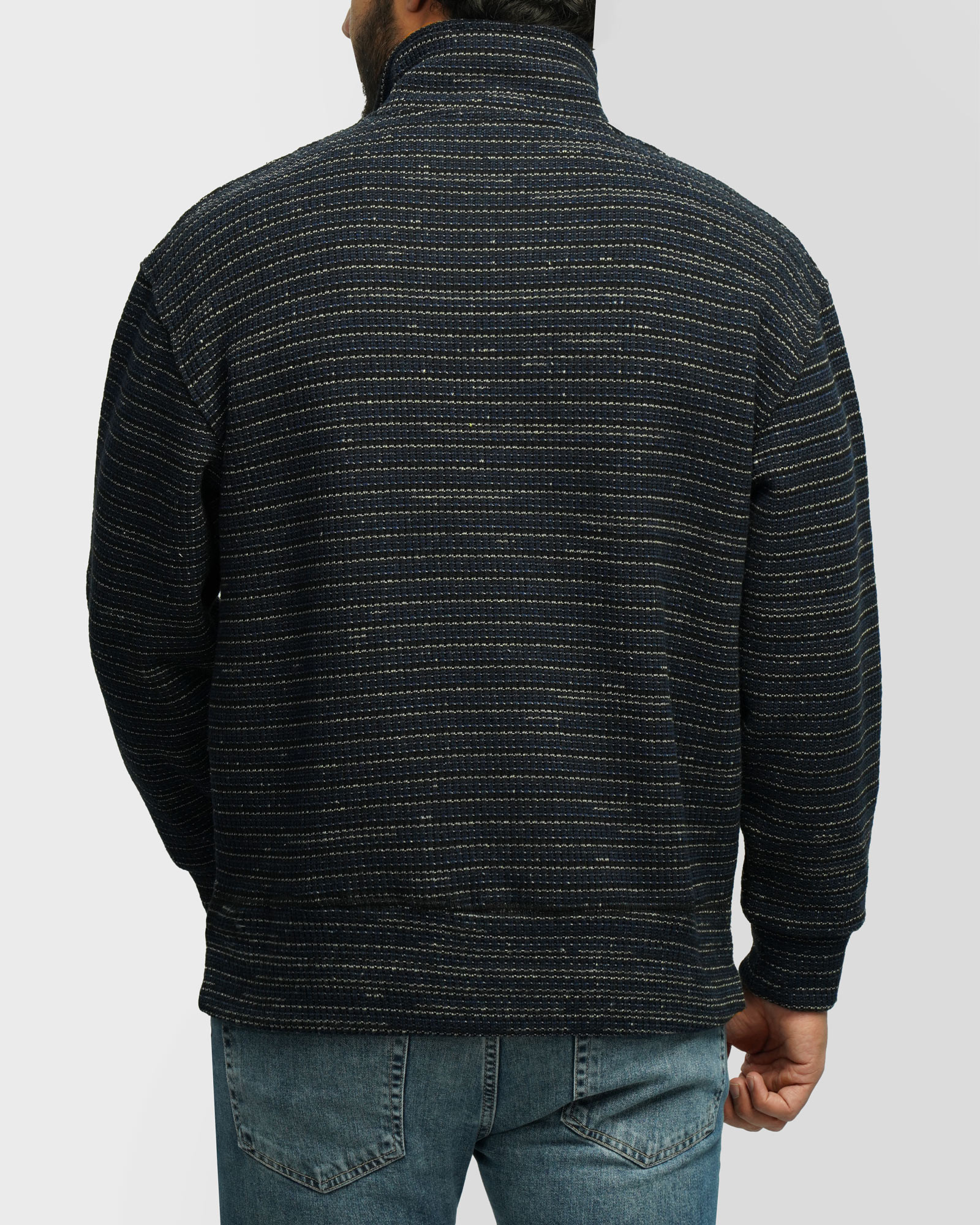 پلیور بافت نیم زیپ مردانه سرمه ای 24341136