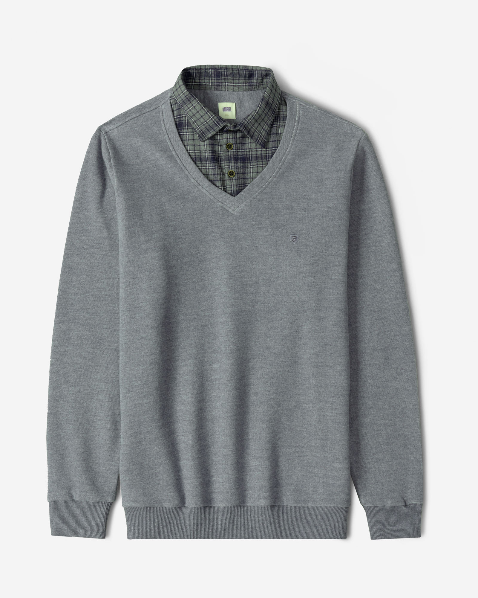 پلیور یقه پیراهنی مردانه خاکستری 24388145