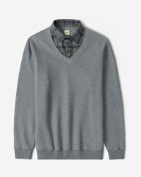 پلیور یقه پیراهنی مردانه خاکستری 24388145