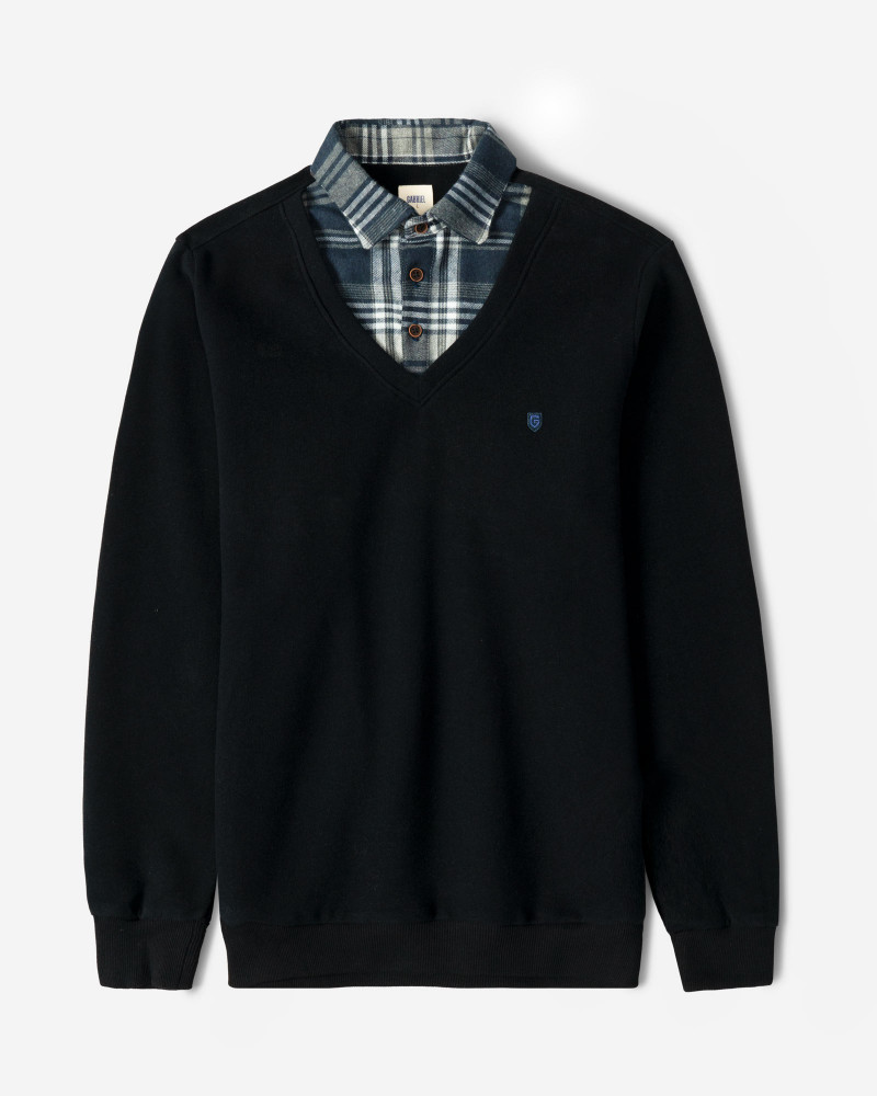 پلیور یقه پیراهنی مردانه سرمه ای 24388145