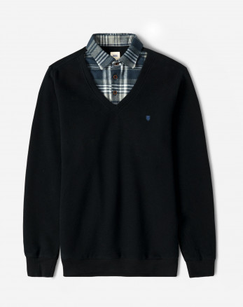 پلیور یقه پیراهنی مردانه سرمه ای 24388145