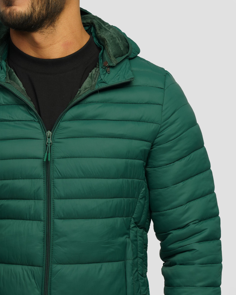 کاپشن مردانه کلاه دار سبز 24316383