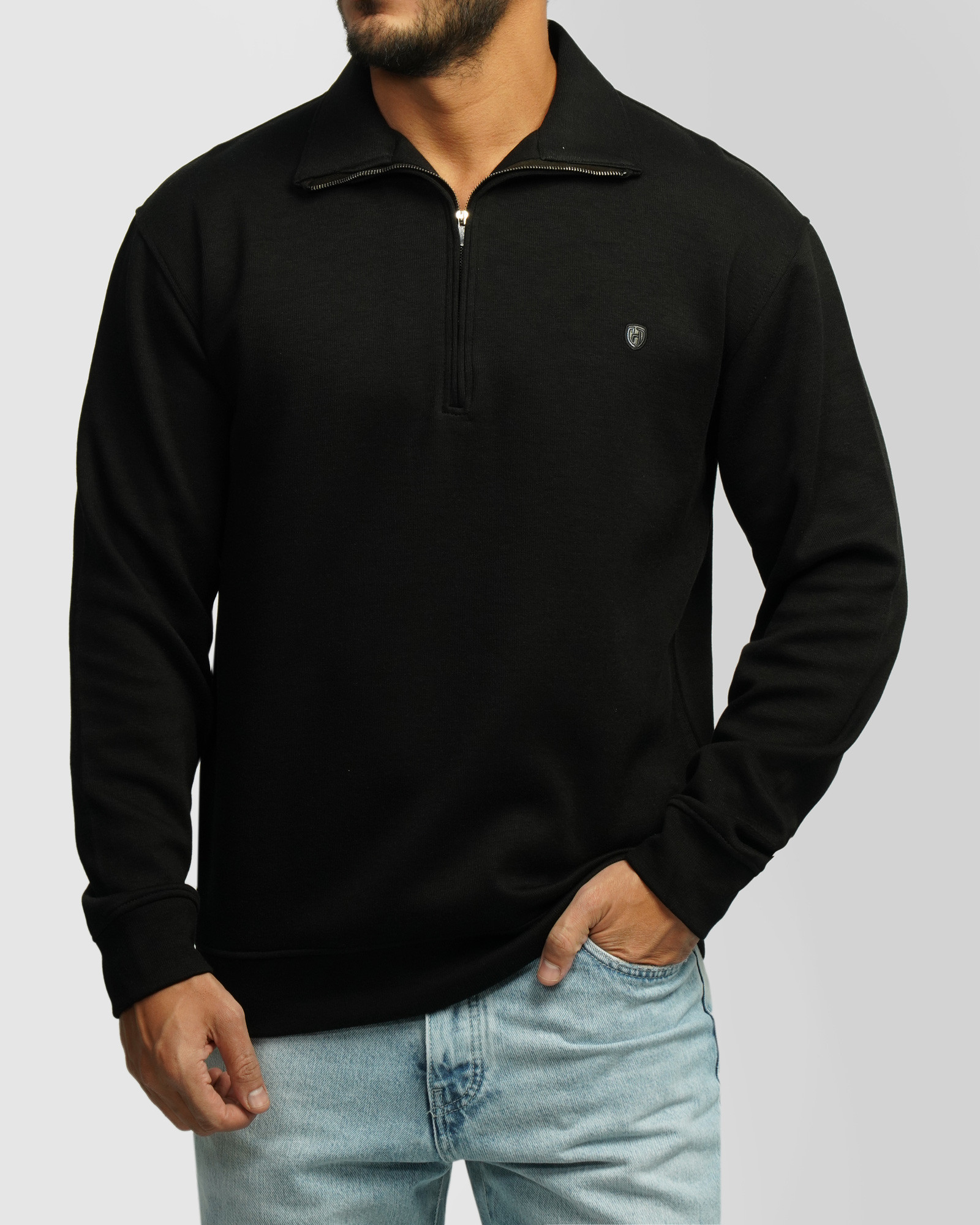 پلیور سلانیک نیم زیپ مردانه مشکی 24341128