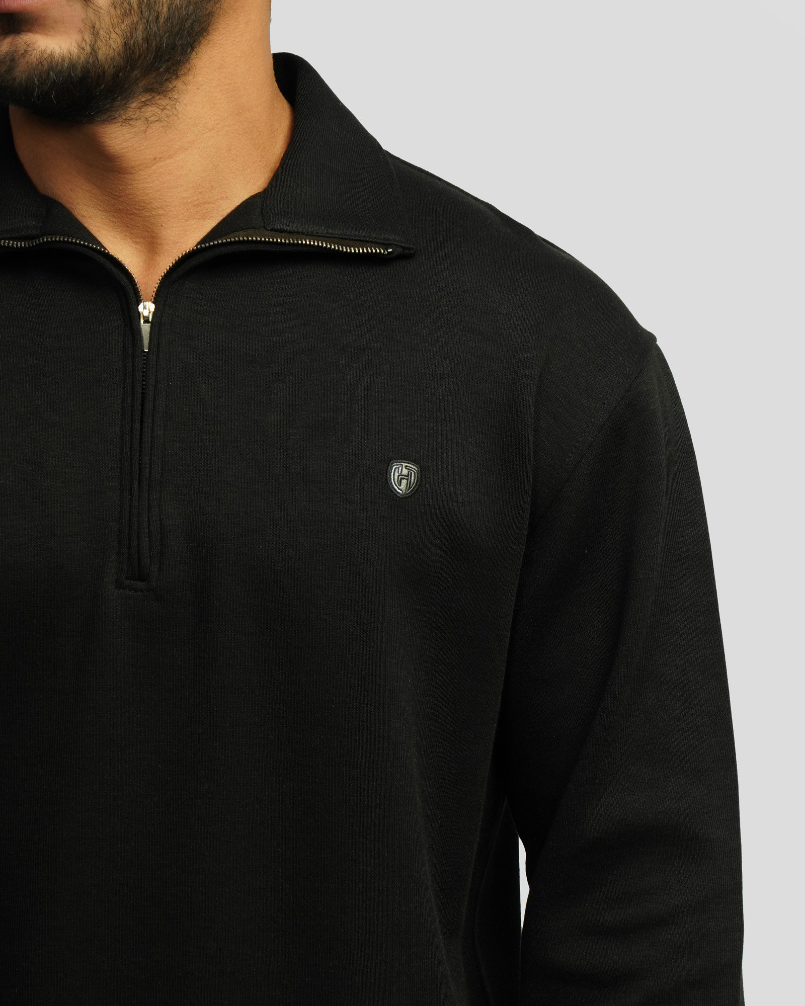 پلیور سلانیک نیم زیپ مردانه مشکی 24341128