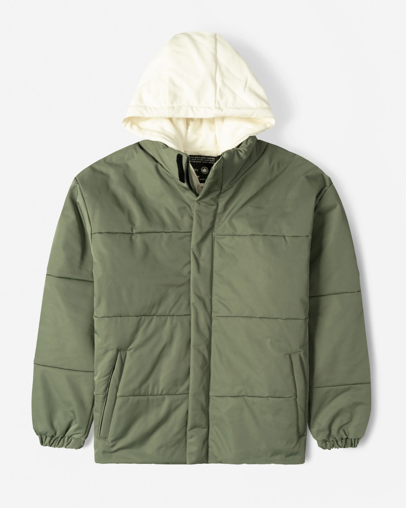 خرید و قیمت کاپشن مردانه کلاه دار سبز 24216368