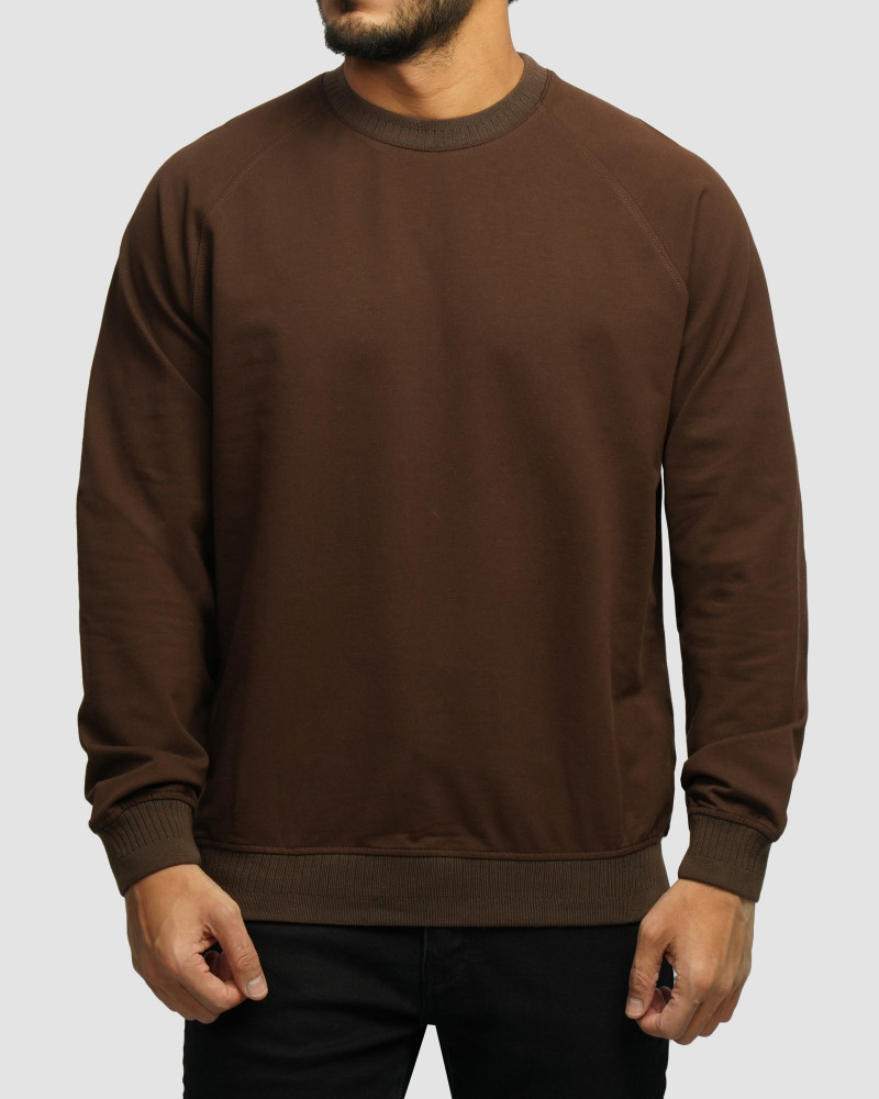 خرید و قیمت تیشرت آستین بلند یقه گرد ساده قهوه ای 24328148