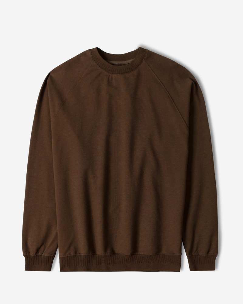 خرید و قیمت تیشرت آستین بلند یقه گرد ساده قهوه ای 24328148