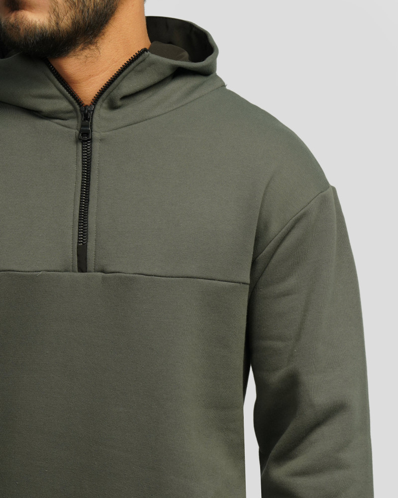 هودی نیم زیپ کلاه دار سبز 24271233