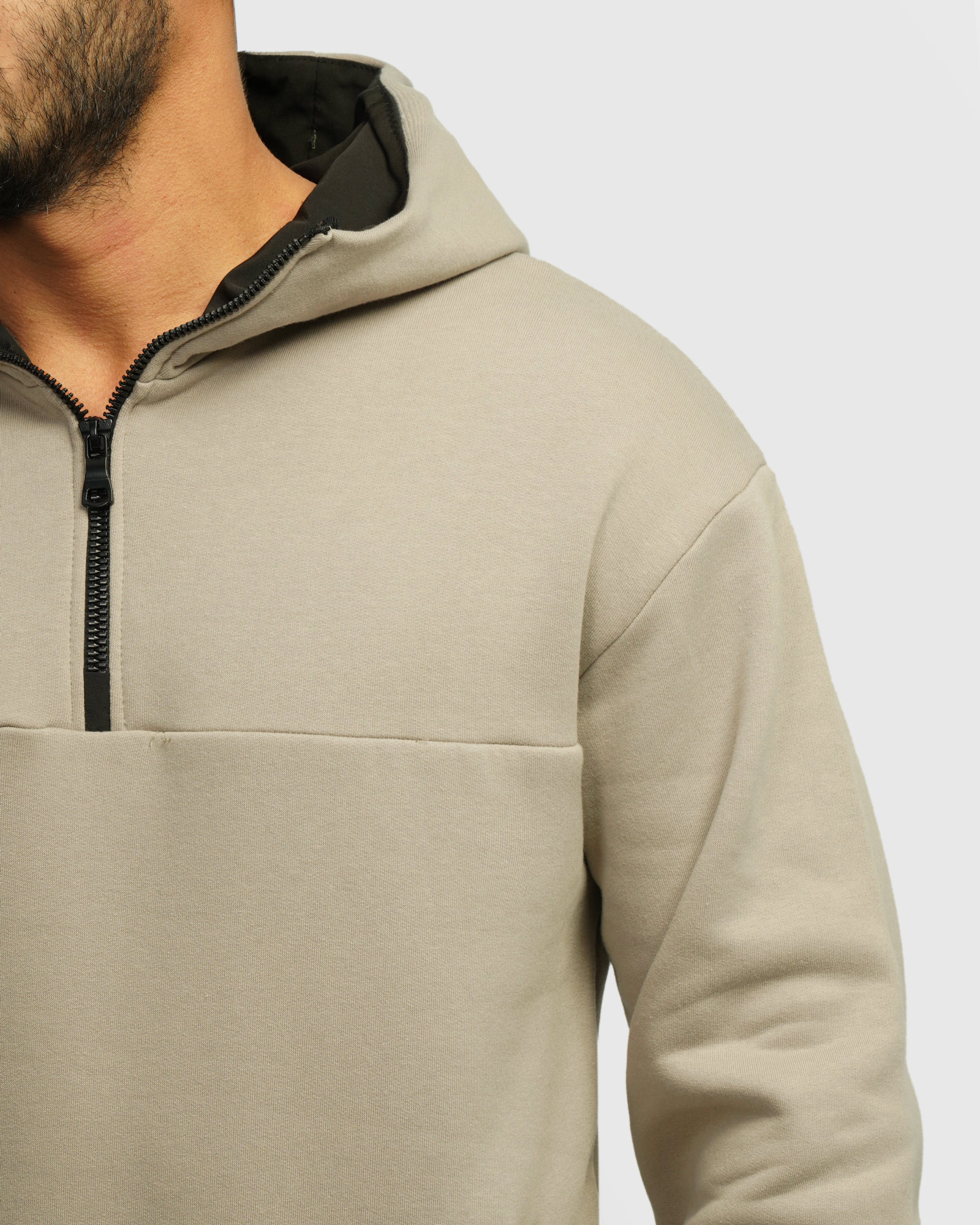  هودی نیم زیپ کلاه دار کرم 24271233 