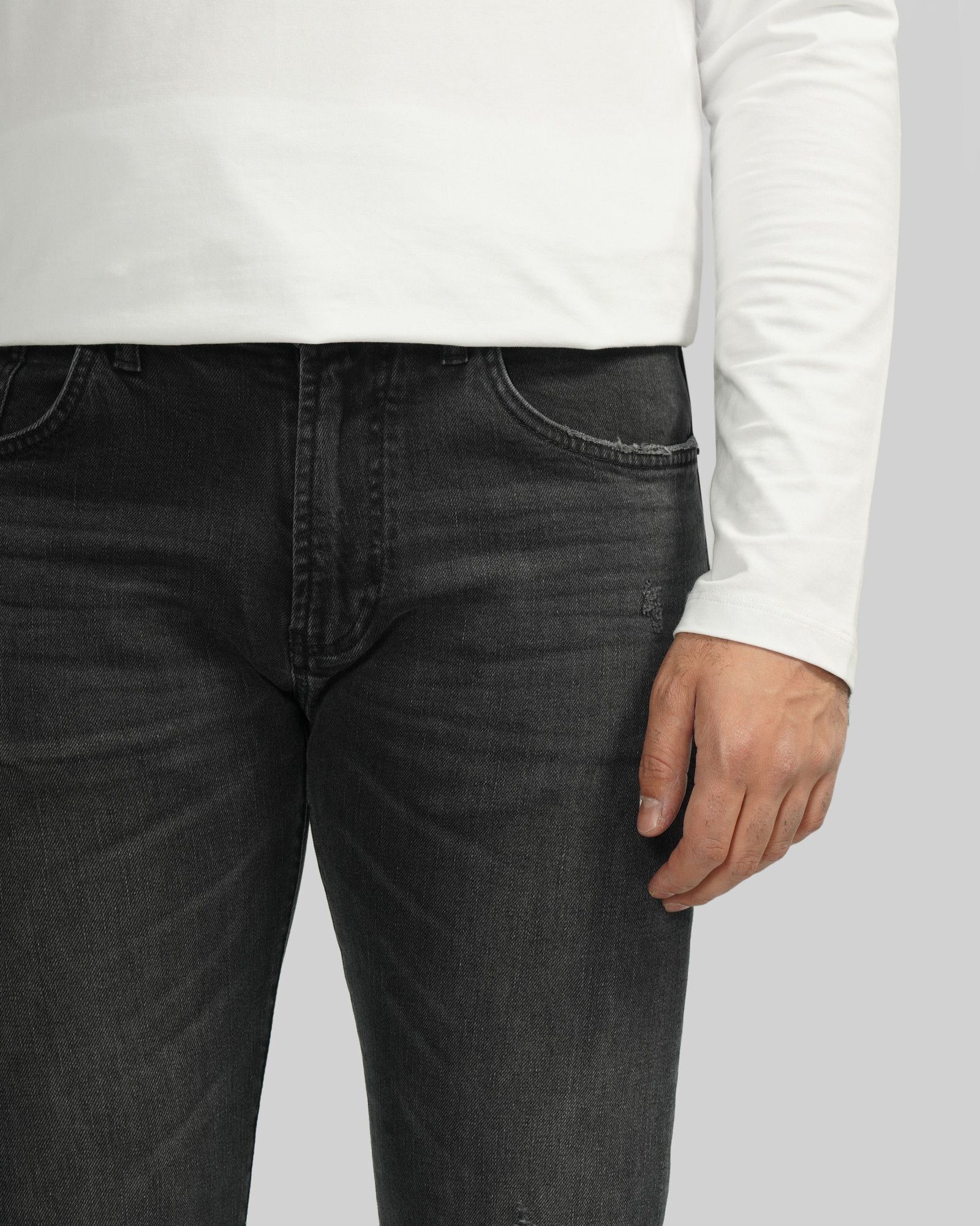 شلوار جین اسلیم زاپ دار مردانه ذغالی 24311450