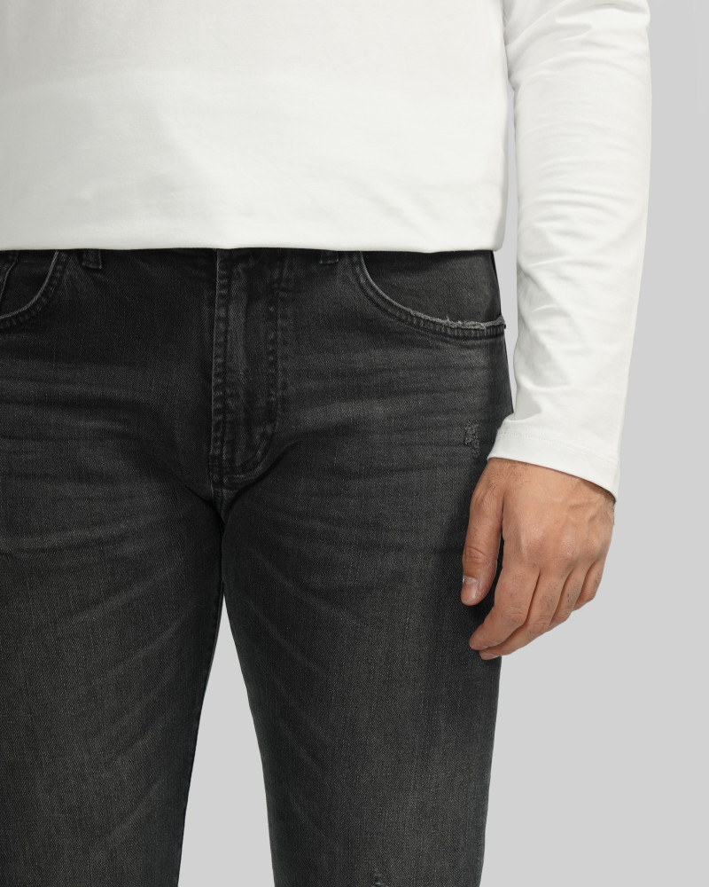 شلوار جین اسلیم زاپ دار مردانه ذغالی 24311450