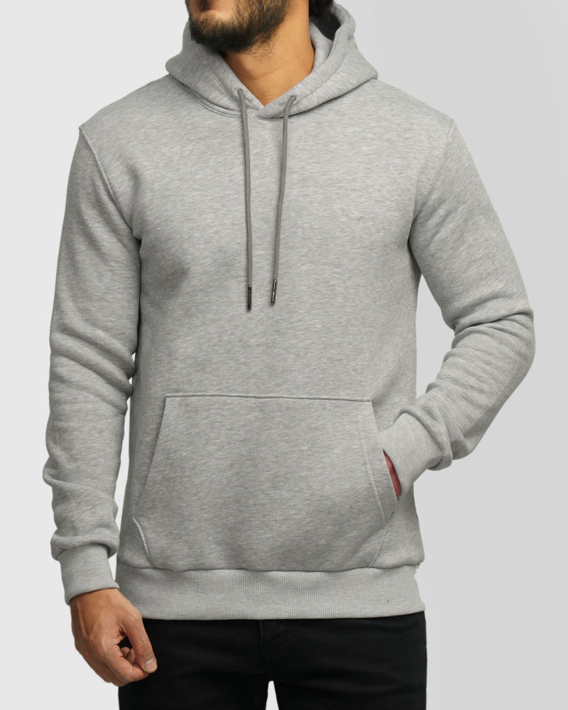 هودی کلاه دار ساده طوسی 24371253