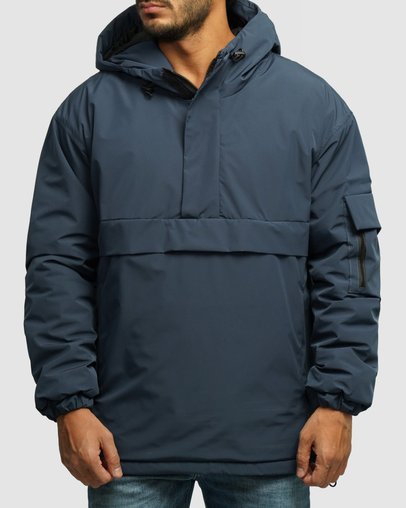 خرید و قیمت کاپشن مردانه کلاه دار آبی 24216367