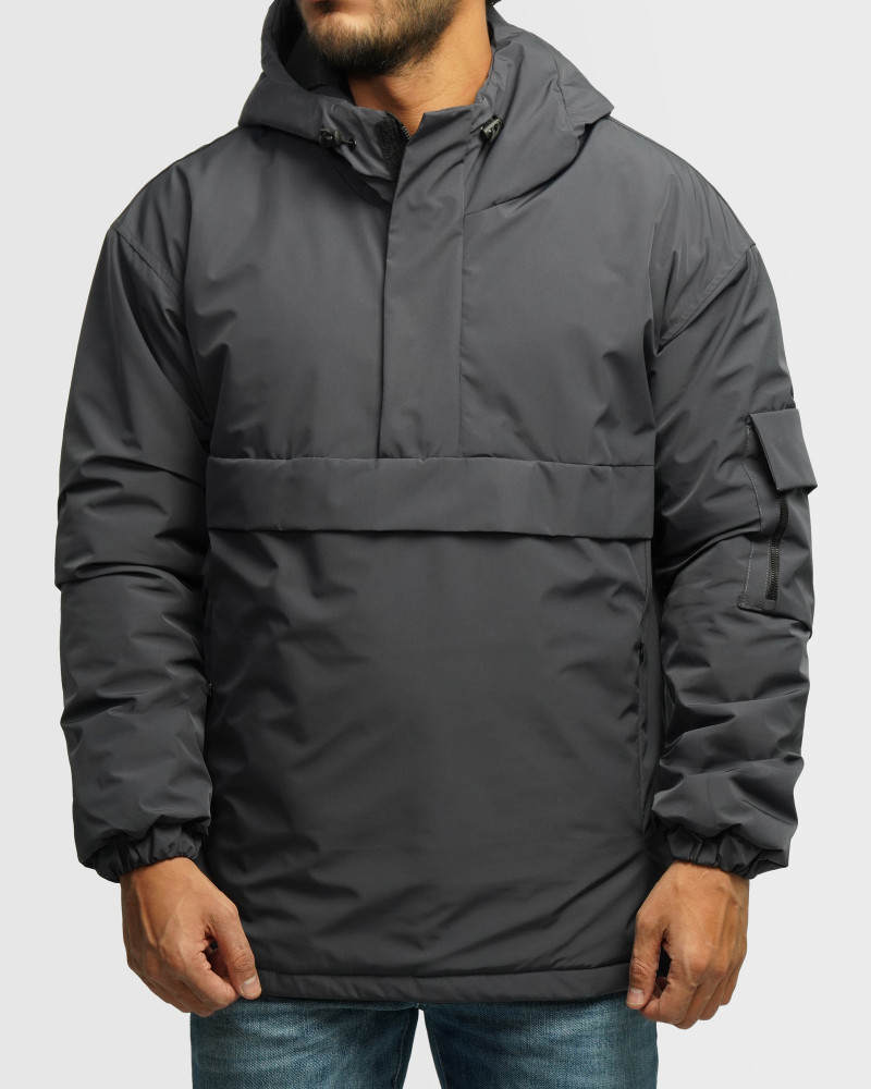 خرید و قیمت کاپشن مردانه کلاه دار خاکستری 24216367