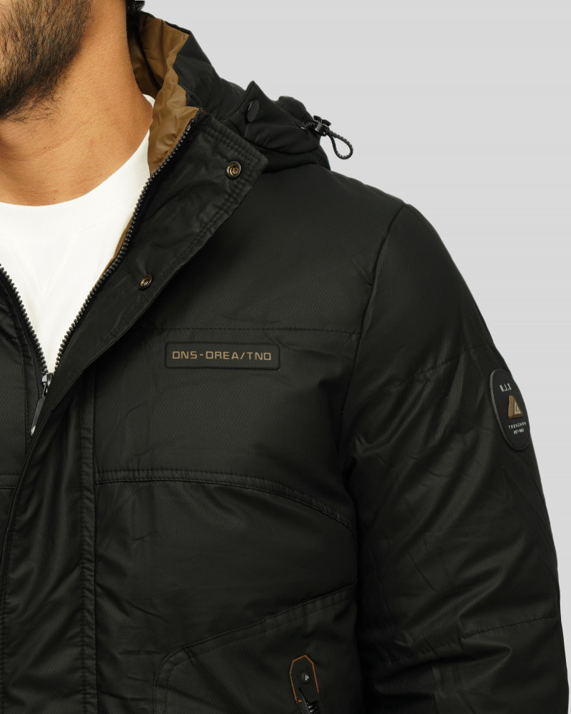 خرید و قیمت کاپشن مردانه کلاه دار مشکی 24316376