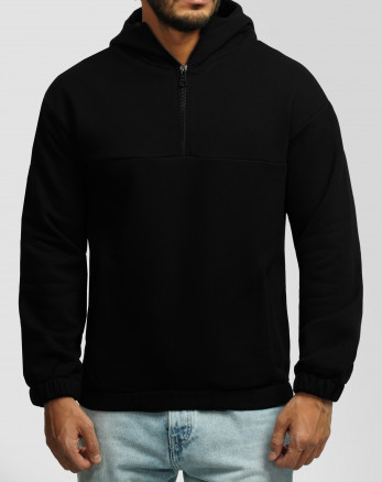 خرید و قیمت هودی نیم زیپ کلاه دار مشکی 24271233