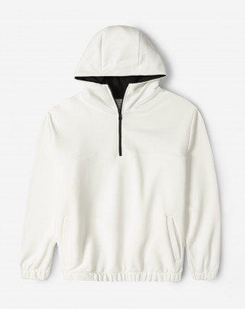 خرید و قیمت هودی نیم زیپ کلاه دار سفید 24271233