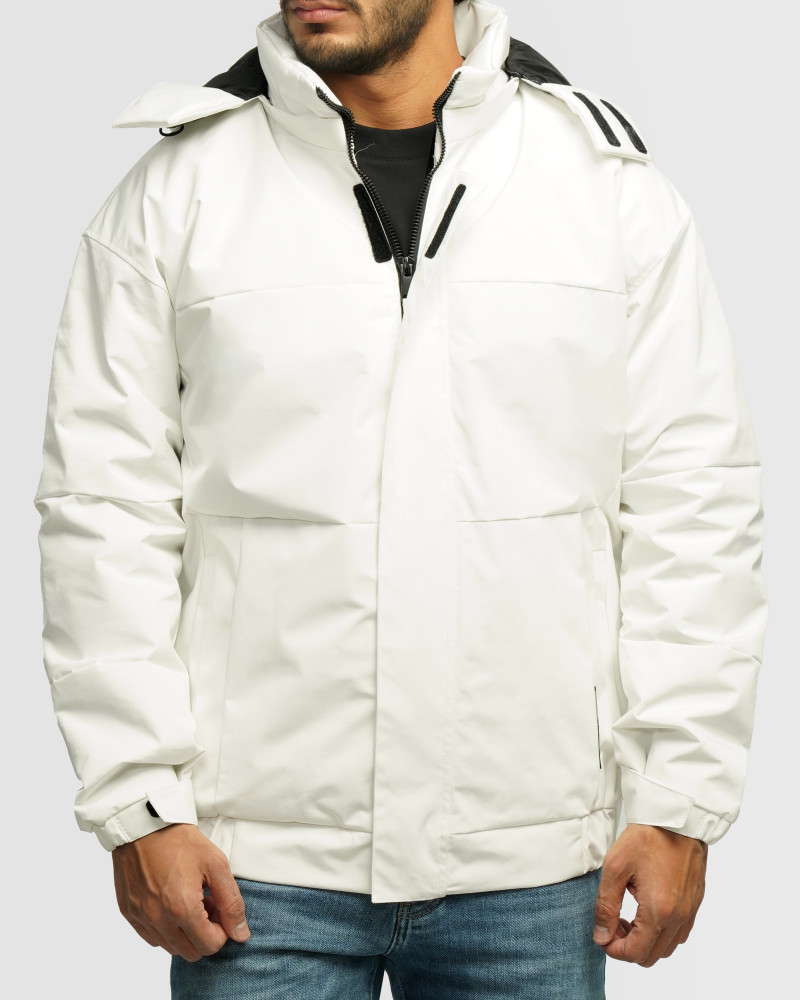 خرید و قیمت کاپشن مردانه کلاه دار سفید 24216369