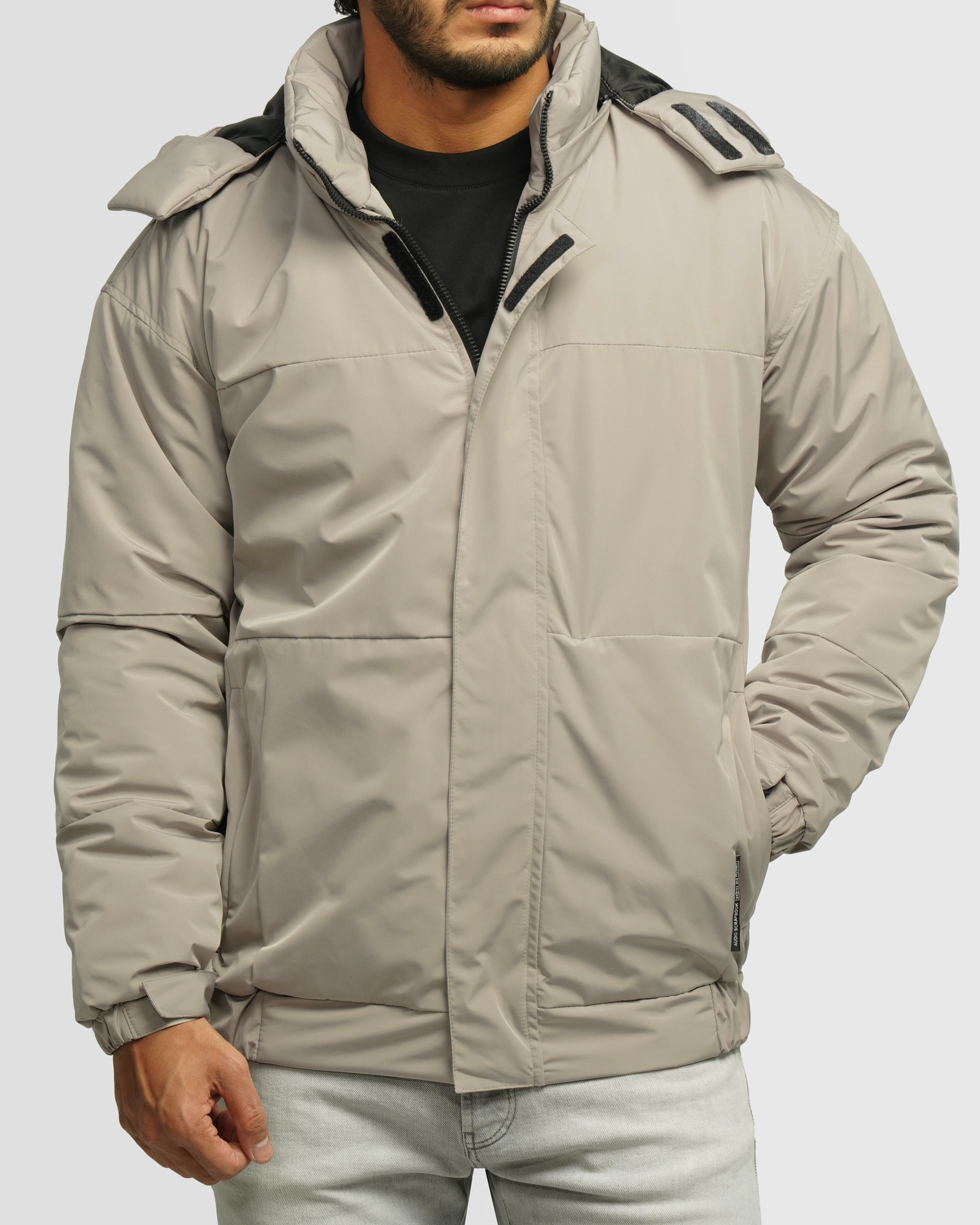 خرید و قیمت کاپشن مردانه کلاه دار طوسی روشن 24216369