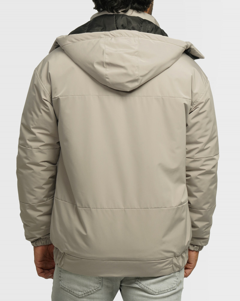 خرید و قیمت کاپشن مردانه کلاه دار طوسی روشن 24216369