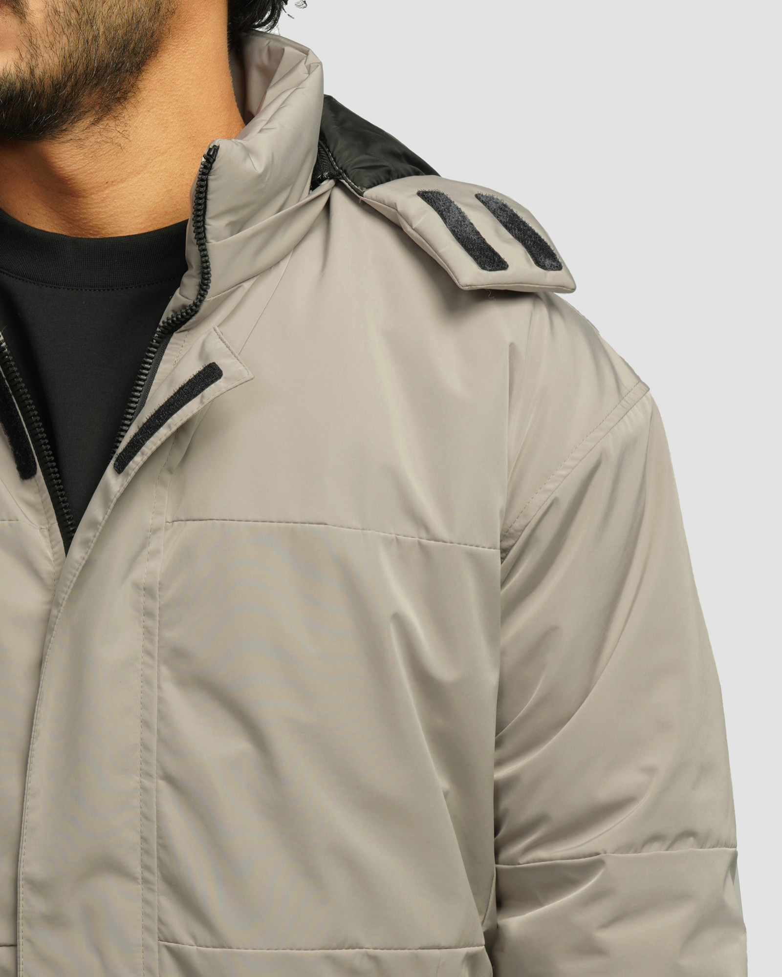 خرید و قیمت کاپشن مردانه کلاه دار طوسی روشن 24216369