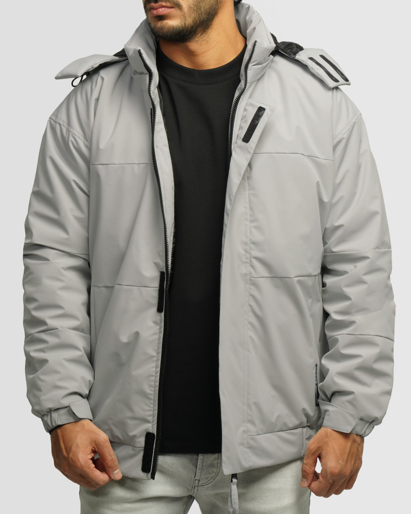 خرید و قیمت کاپشن مردانه کلاه دار طوسی 24216369