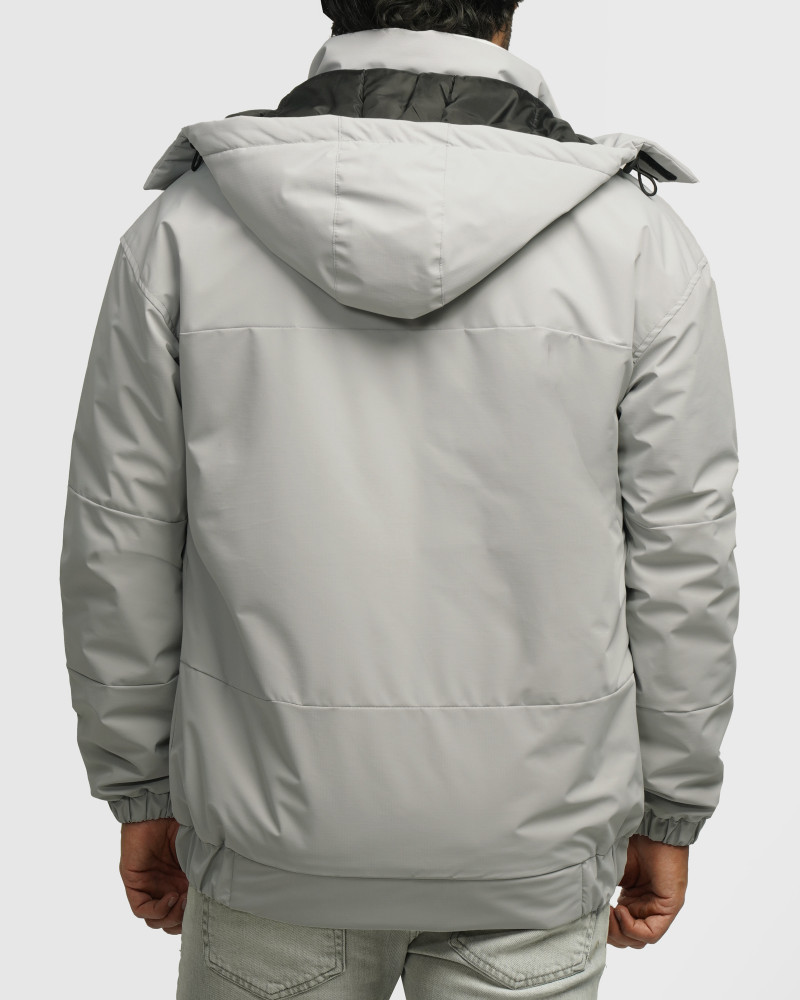 خرید و قیمت کاپشن مردانه کلاه دار طوسی 24216369