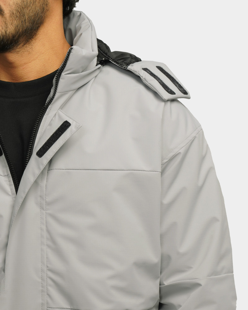 خرید و قیمت کاپشن مردانه کلاه دار طوسی 24216369