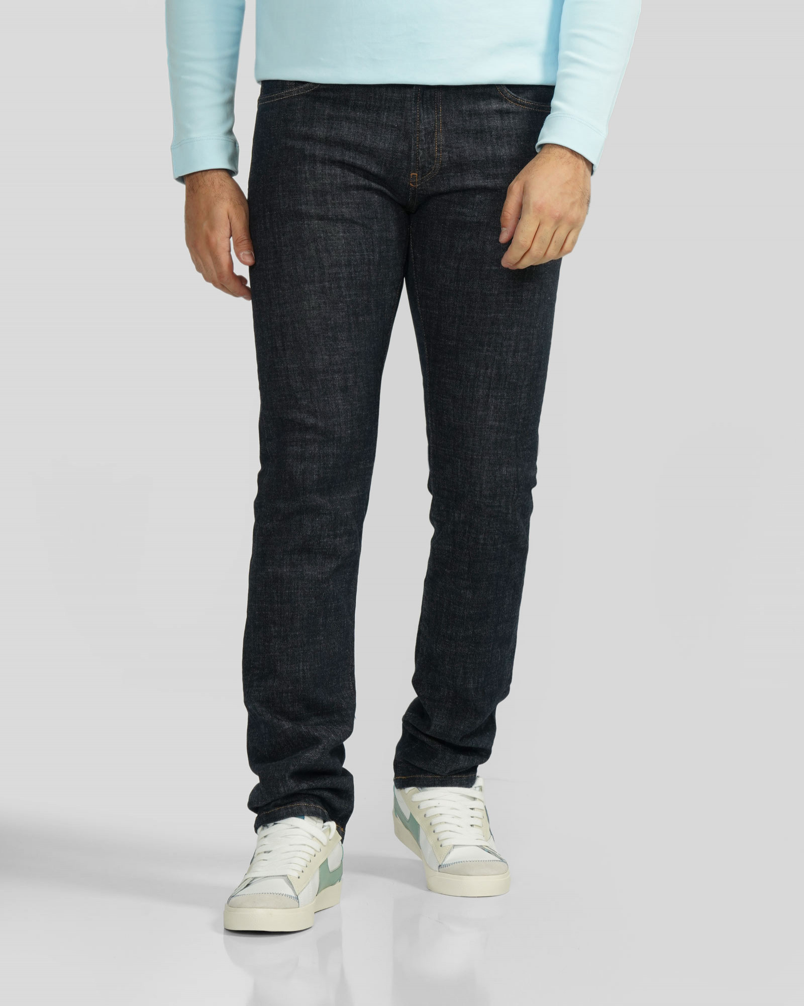 شلوار جین مینی (Mini) ساده مردانه سرمه ای تیره 24324805