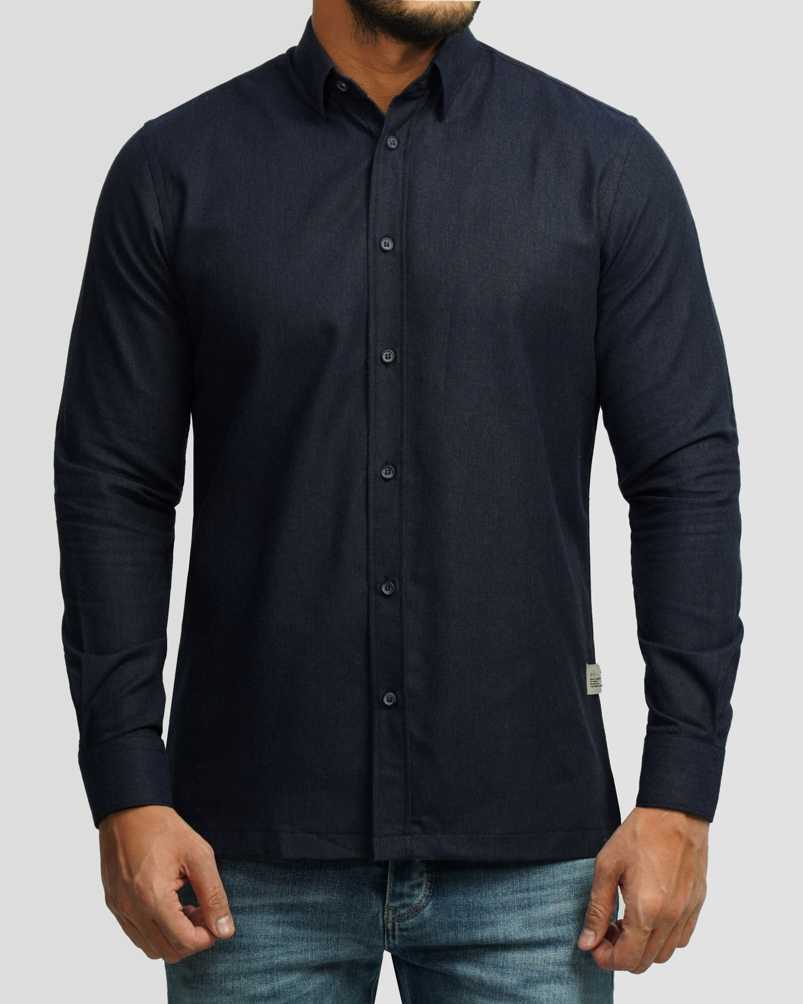 خرید و قیمت پیراهن نیمه ضخیم ساده مردانه سرمه ای 24268166