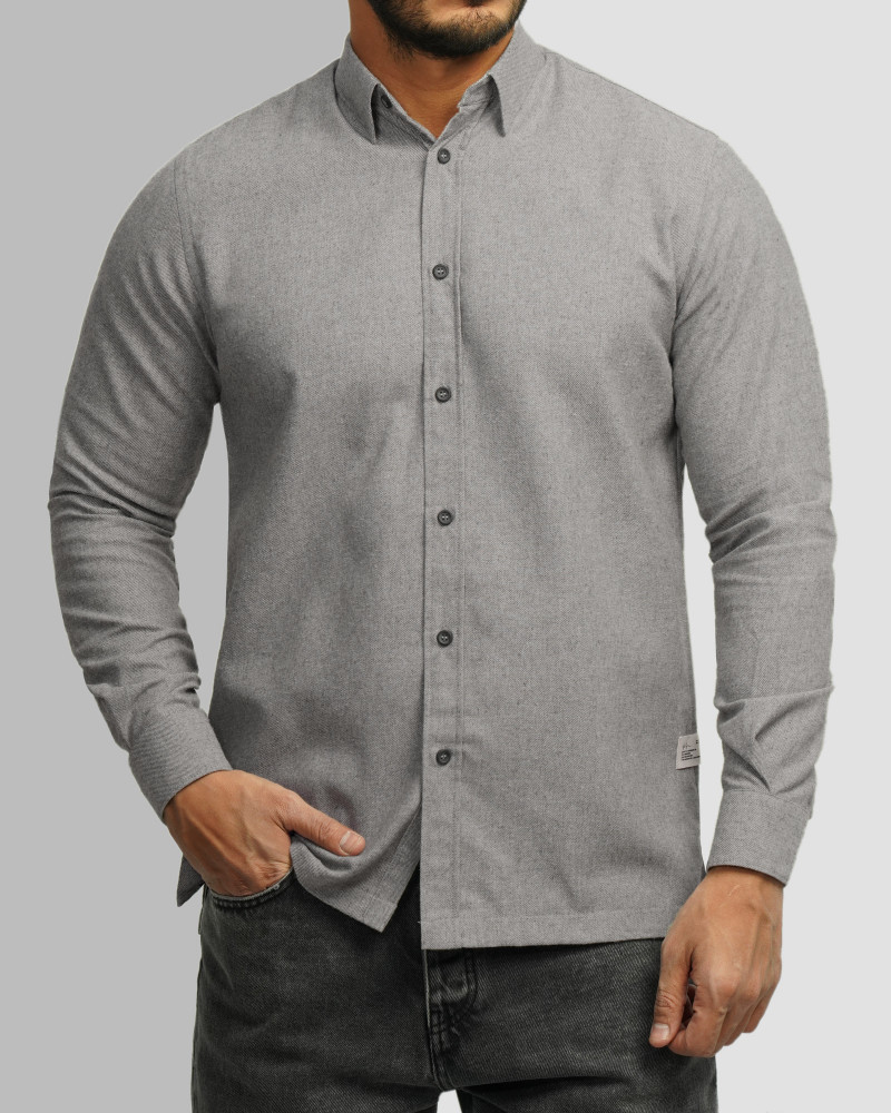 خرید و قیمت پیراهن نیمه ضخیم ساده مردانه طوسی  24268166