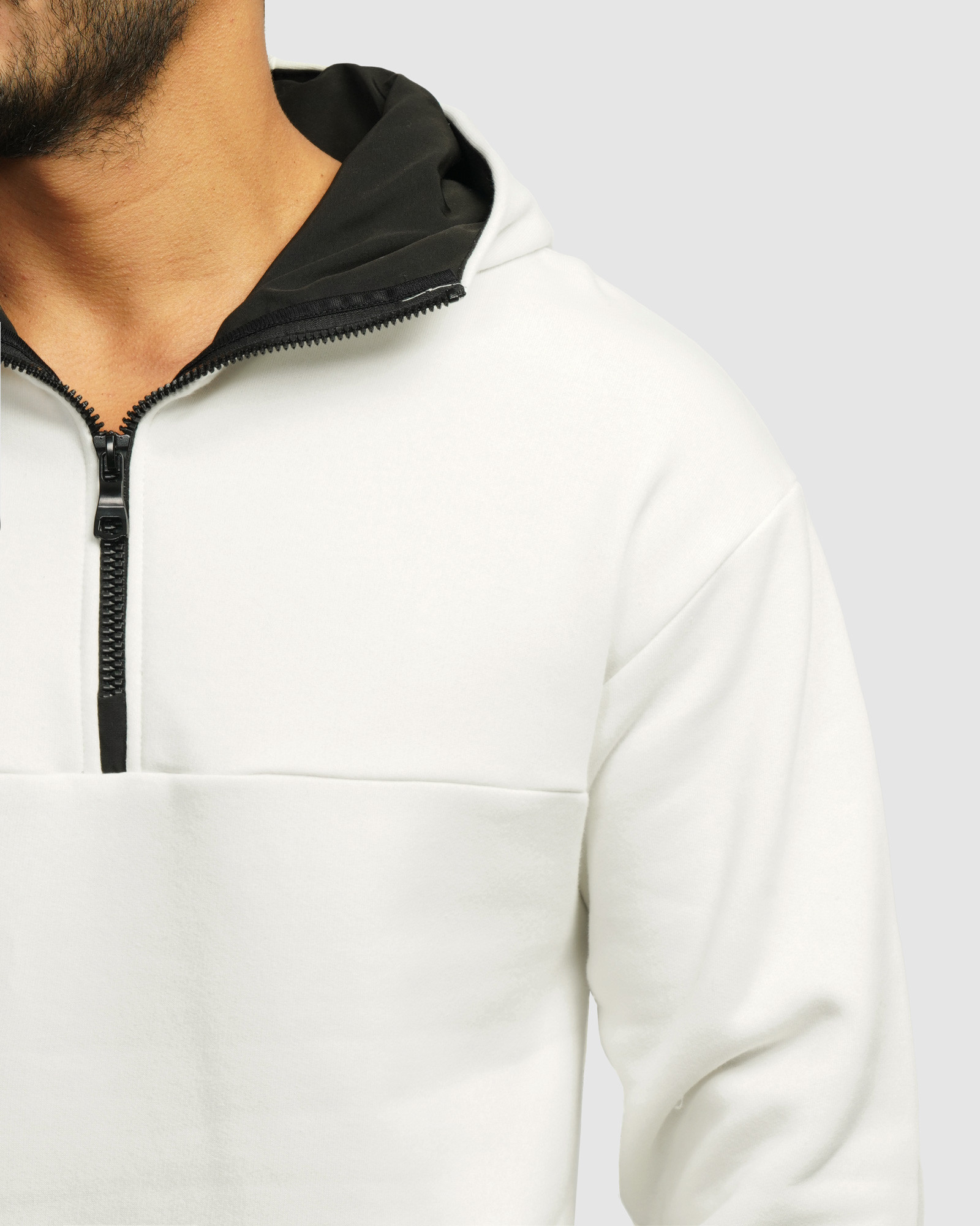 خرید و قیمت هودی نیم زیپ کلاه دار سفید 24271233