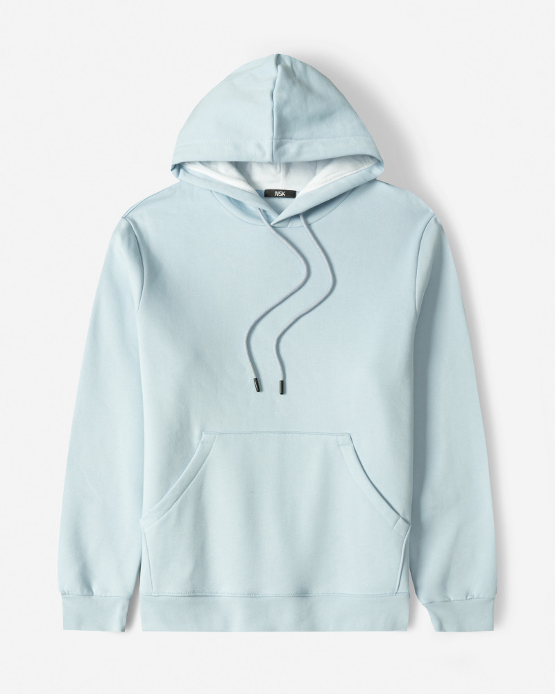 خرید و قیمت هودی کلاه دار ساده آبی روشن 24371253