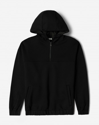 خرید و قیمت هودی نیم زیپ کلاه دار مشکی 24271233