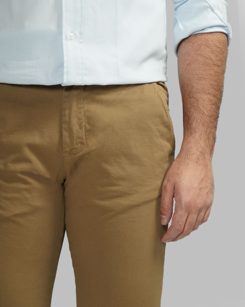 شلوار کتان مردانه اسلیم قهوه ای 24215201